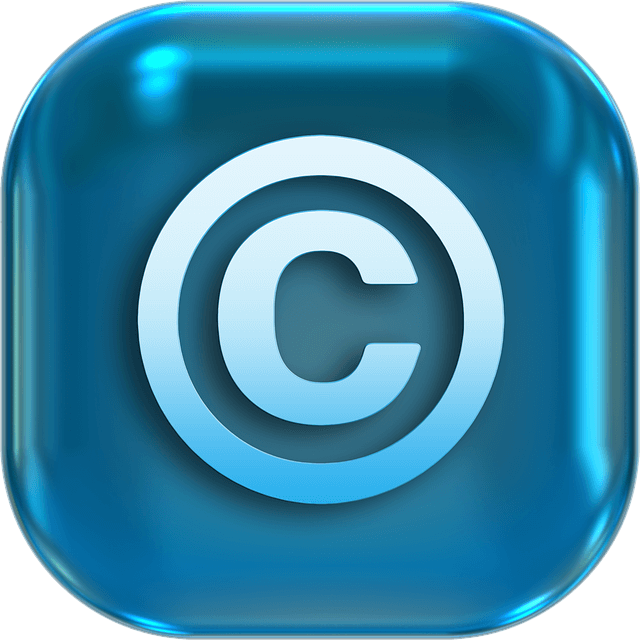 Direitos Autorais no YouTube - imagem de um ícone azul com o símbolo de copyright, que é um c com um círculo em volta.