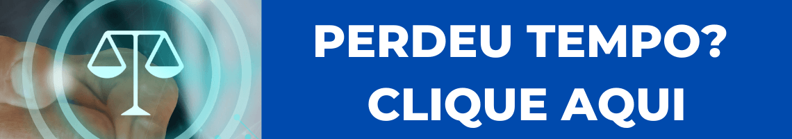 Perda de tempo - banner composto de uma ilustração de uma pessoa clicando um uma imagem de uma balança azul à esquerda e à direta, os dizeres: "perdeu tempo? clique aqui!"
