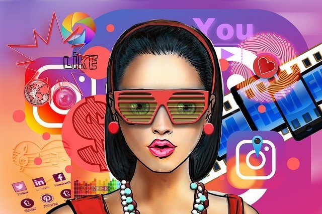 Seguidores podem processar influencers - desenho de uma moça branca, com batom rosa e óculos escuros, e, ao fundo, símbolos de redes sociais e um cifrão