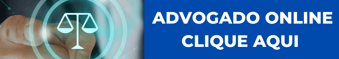 cyberbullying 3 - banner azul com uma imagem do lado esquerdo com uma animação de uma balança e uma mão a tocando para clicar. Do lado direito, os dizeres: "advogado online. Clique aqui"