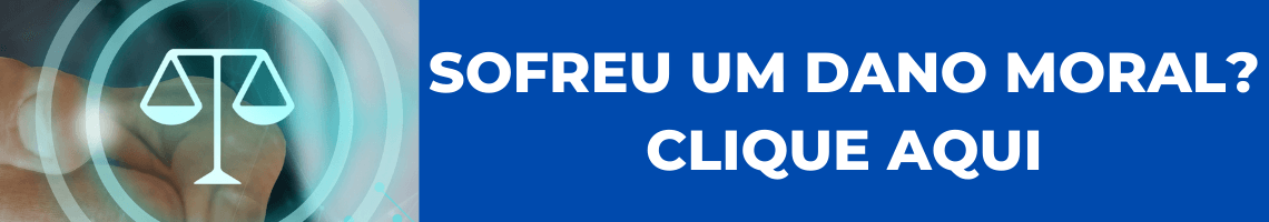 dano moral - foto de uma pessoa clicando em uma tela com um desenho de uma balança. Ao lado, os dizeres sofreu um dano moral, clique aqui