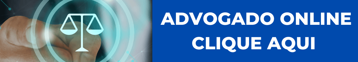 jurídico de condomínio 4 - banner azul com uma imagem do lado esquerdo com uma animação de uma balança e uma mão a tocando para clicar. Do lado direito, os dizeres: "advogado online. Clique aqui"